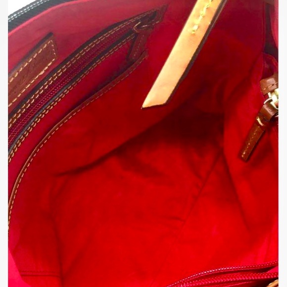 Dooney & Bourke Nylon Satchel Shoulder Bag Purse Black Tan Leather Trim EUC - Picture 8 of 10